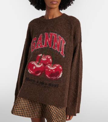 Printed alpaca and wool-blend sweater | Ganni