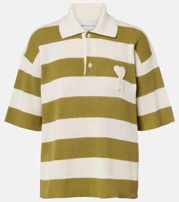 Ami de Cœur striped cotton polo shirt | Ami Paris