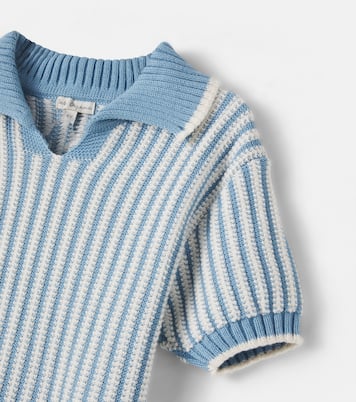 Theodore crochet striped cotton polo shirt | Bebe Organic
