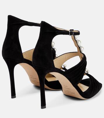 Verzierte Sandalen Aura 95 aus Veloursleder | Jimmy Choo