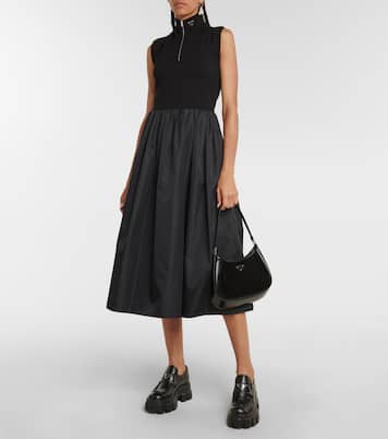 Vestido midi con cuello mock | Prada