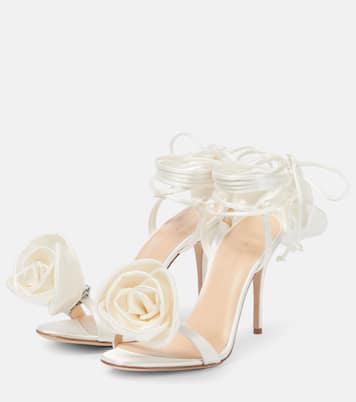 Floral-appliqué satin sandals | Magda Butrym