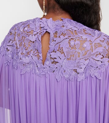 Robe aus Seiden-Crêpe mit Spitze | Oscar de la Renta