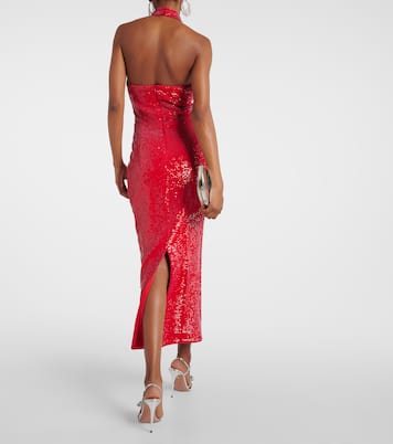 Vestido largo con lentejuelas y cuello halter | Rasario