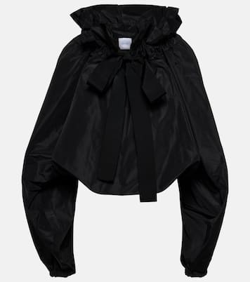 Ruffled off-shoulder faille crop top  | Patou