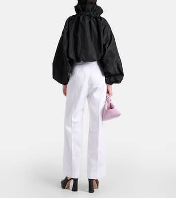 Ruffled off-shoulder faille crop top  | Patou