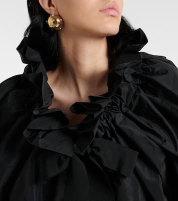Ruffled off-shoulder faille crop top  | Patou