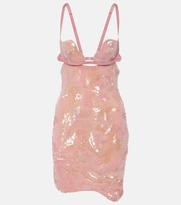 Heartbeat sequined asymmetric minidress | Nensi Dojaka