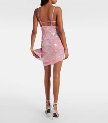 Heartbeat sequined asymmetric minidress | Nensi Dojaka