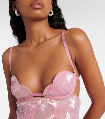 Heartbeat sequined asymmetric minidress | Nensi Dojaka