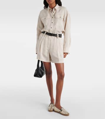 Espadrillas in pelle metallizzata con monili | Brunello Cucinelli