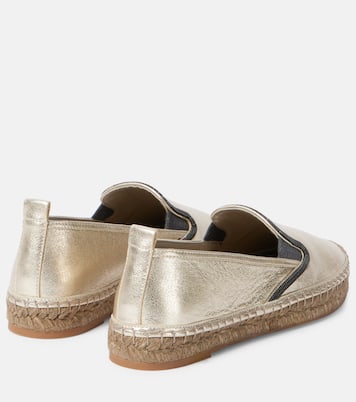 Espadrillas in pelle metallizzata con monili | Brunello Cucinelli
