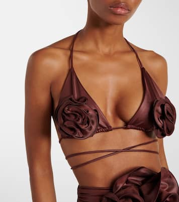 Floral-appliqué triangle bikini top | Magda Butrym