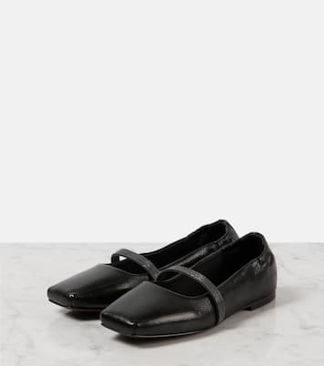 Ballerine Mary Jane in pelle con monili | Brunello Cucinelli
