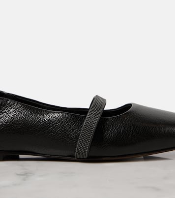 Ballerine Mary Jane in pelle con monili | Brunello Cucinelli