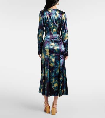 Abito midi Azrou in raso con stampa | Ulla Johnson