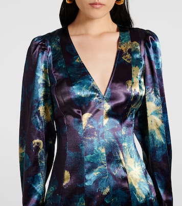 Abito midi Azrou in raso con stampa | Ulla Johnson