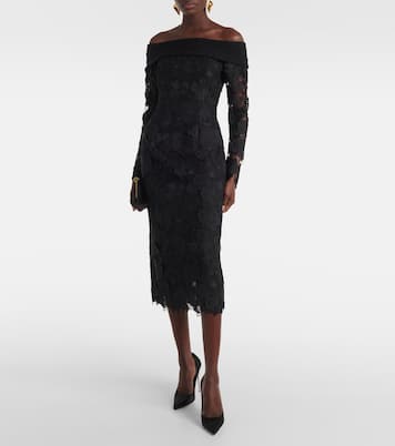 Orchid floral guipure midi dress | Oscar de la Renta