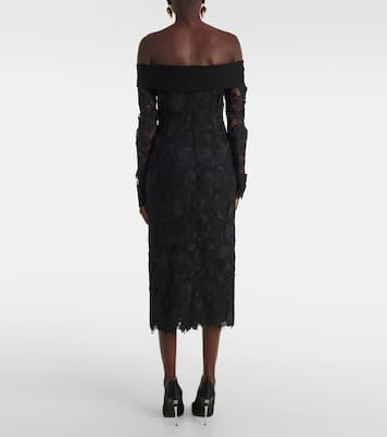Orchid floral guipure midi dress | Oscar de la Renta
