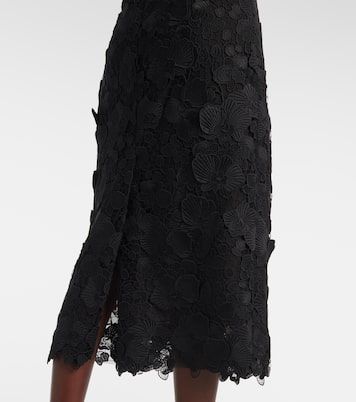 Orchid floral guipure midi dress | Oscar de la Renta