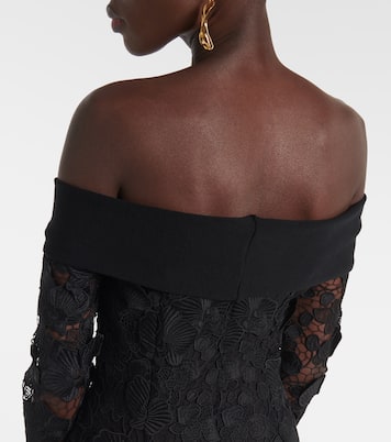 Orchid floral guipure midi dress | Oscar de la Renta