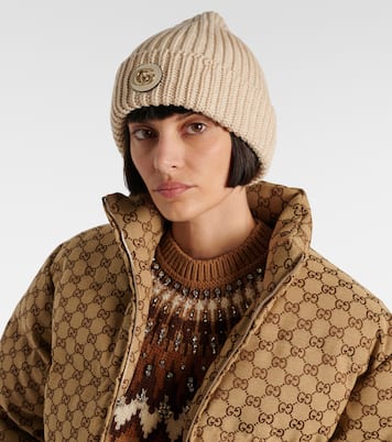 Gorro Double G de lamé de mezcla de lana | Gucci
