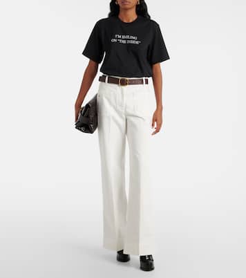 T-shirt in jersey di cotone con stampa | Victoria Beckham