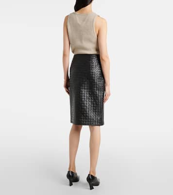 Jupe midi en cuir Intrecciato | Bottega Veneta