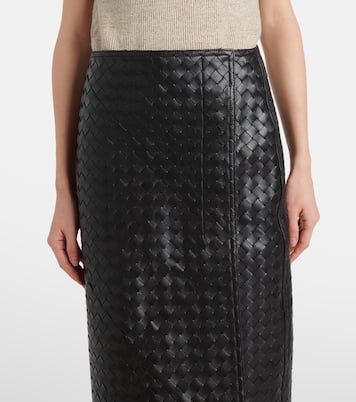 Jupe midi en cuir Intrecciato | Bottega Veneta
