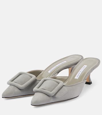 Mules Maysale 50 in suede | Manolo Blahnik