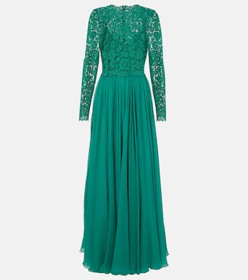 Vestido de fiesta de mezcla de seda con encaje | Dolce&Gabbana