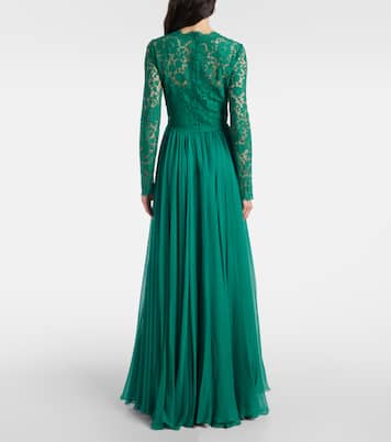 Vestido de fiesta de mezcla de seda con encaje | Dolce&Gabbana