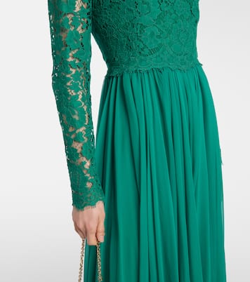 Vestido de fiesta de mezcla de seda con encaje | Dolce&Gabbana