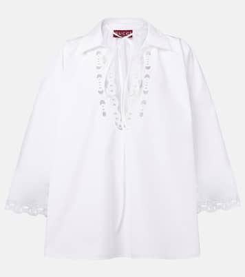 Blusa Marina Chain de popelín de algodón | Gucci