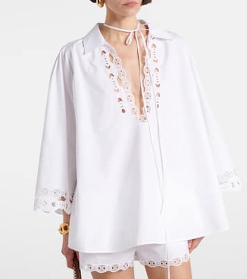 Blusa Marina Chain de popelín de algodón | Gucci