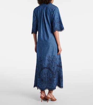 Robe longue en jean Coco brodée  | Zimmermann