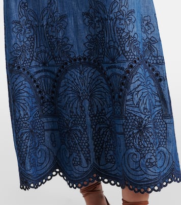 Robe longue en jean Coco brodée  | Zimmermann