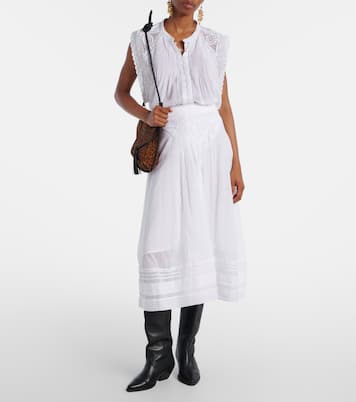 Garliana lace-trimmed cotton midi skirt | Marant Etoile