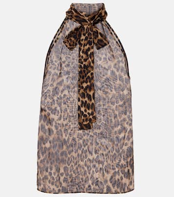 Alla tie-neck leopard-print silk top | Nili Lotan