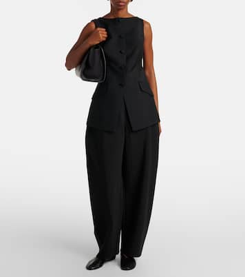 High-rise crêpe barrel-leg pants | Róhe