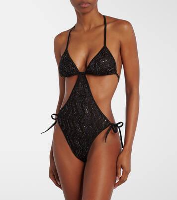 Wave halterneck lamé swimsuit | Missoni