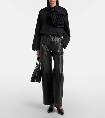 Floral-appliqué oversized cotton-blend shirt | Dorothee Schumacher