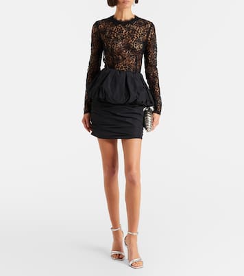 Dixie peplum lace and taffeta minidress | Rebecca Vallance