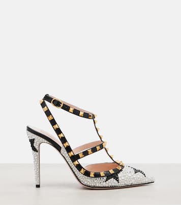 Rockstud 100 embellished leather pumps | Valentino Garavani