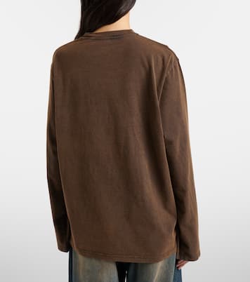 Edden embroidered leather-trimmed cotton jersey T-shirt | Acne Studios