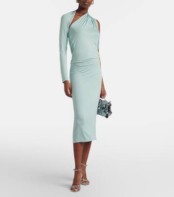 Asymmetric jersey midi dress | Mugler