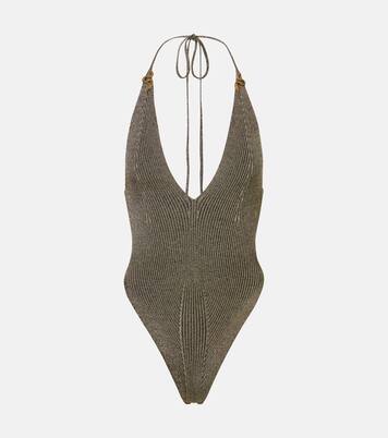 Embellished halterneck lamé bodysuit | Roberto Cavalli