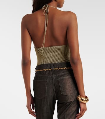 Embellished halterneck lamé bodysuit | Roberto Cavalli