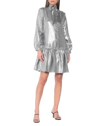 Tie-neck lamé minidress | Tibi