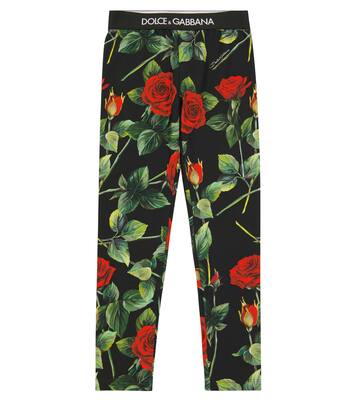 Floral stretch-cotton leggings | Dolce&Gabbana Kids